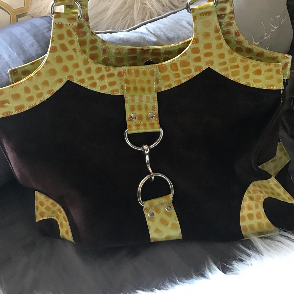 Kiki Pearl Suede and leather purse